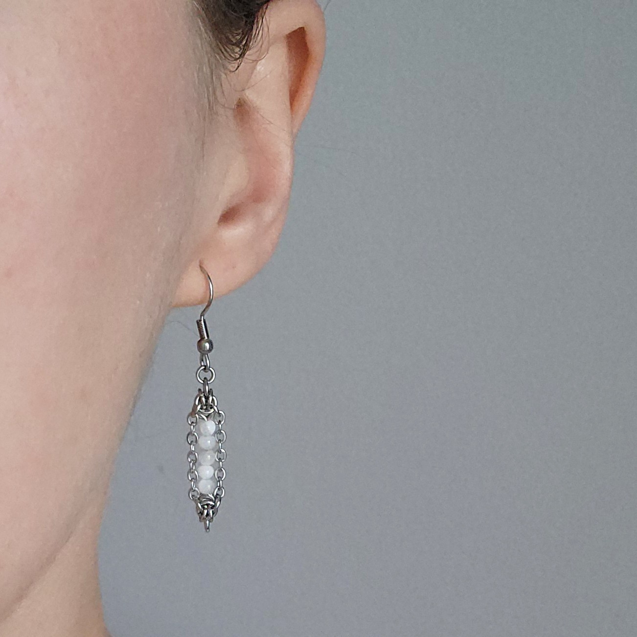 Vintage artisan made long victorian style dainty dangly stainless steel earrings