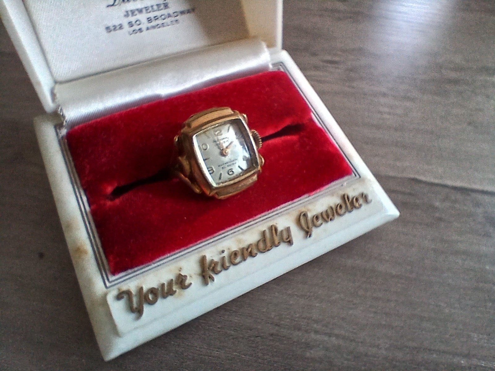Old Habmann Mechanical Ladies Finger Ring Watch 20 Mikrons 17 Rubis Size 6 1/2