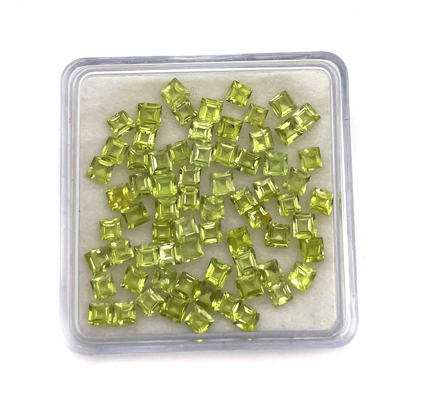 Natural Peridot Square Cut Loose Gemstone Lot 100 Pcs 2.50-3 MM