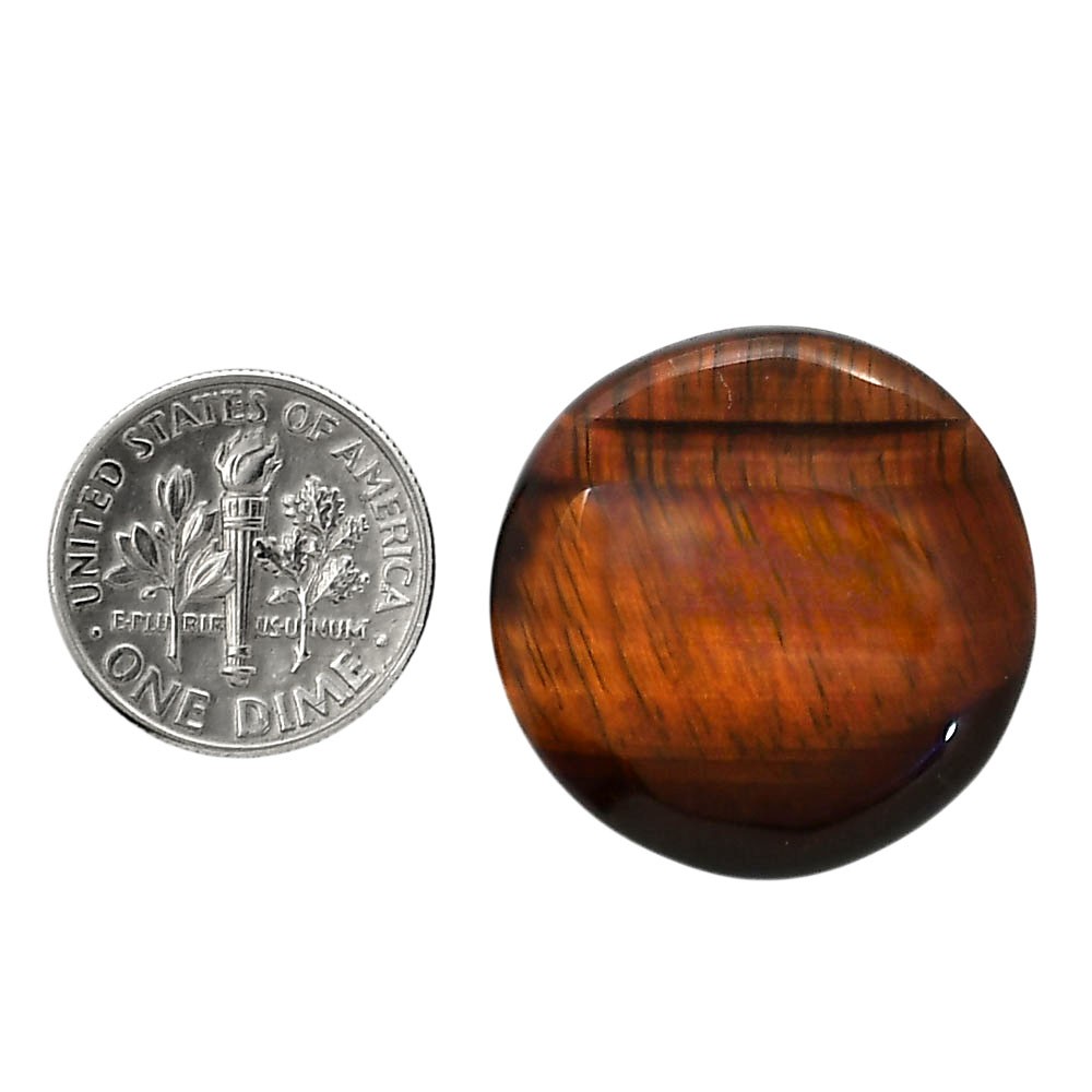 Natural Red Tiger Eye 25.3×25.5×5 mm Round Shape Polished Gemstone LS86-05242