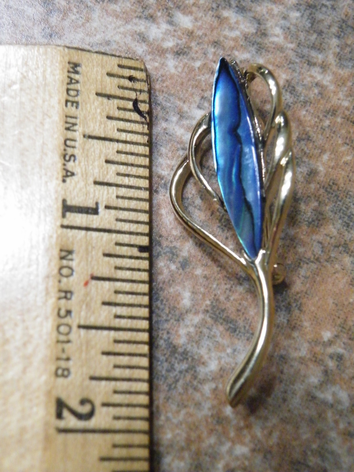 Paua Shell Jewelry Gold Tone Brooch – FREE SHIP