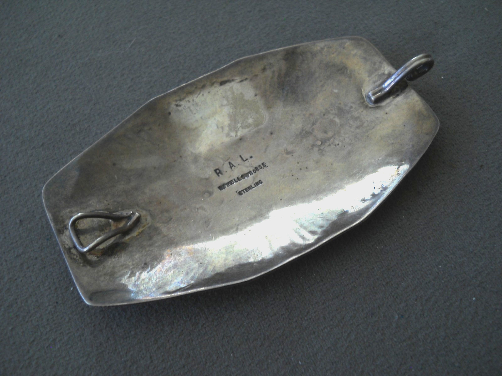 R.A.L YELLOWHORSE Native American Navajo Sterling Silver Chased Pendant 3.8″ 93g