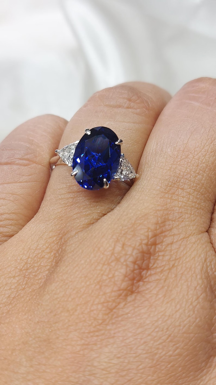 6.00 Ct Oval Cut Natural Sapphire Diamond Engagement Ring 14K Solid White Gold 8