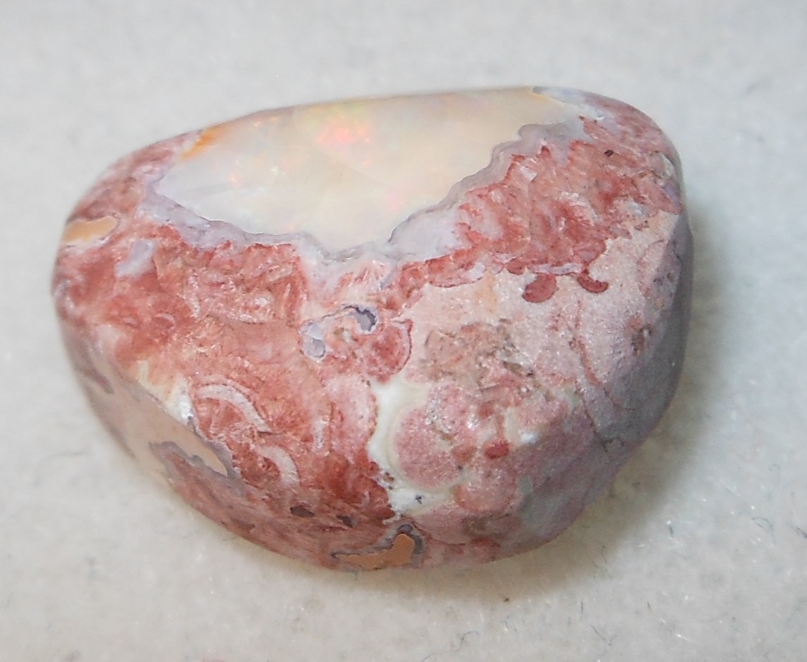 11.15ct Mexican Fire Opal 16.9×14.2×8.6mm Freeform Cabochon white opal