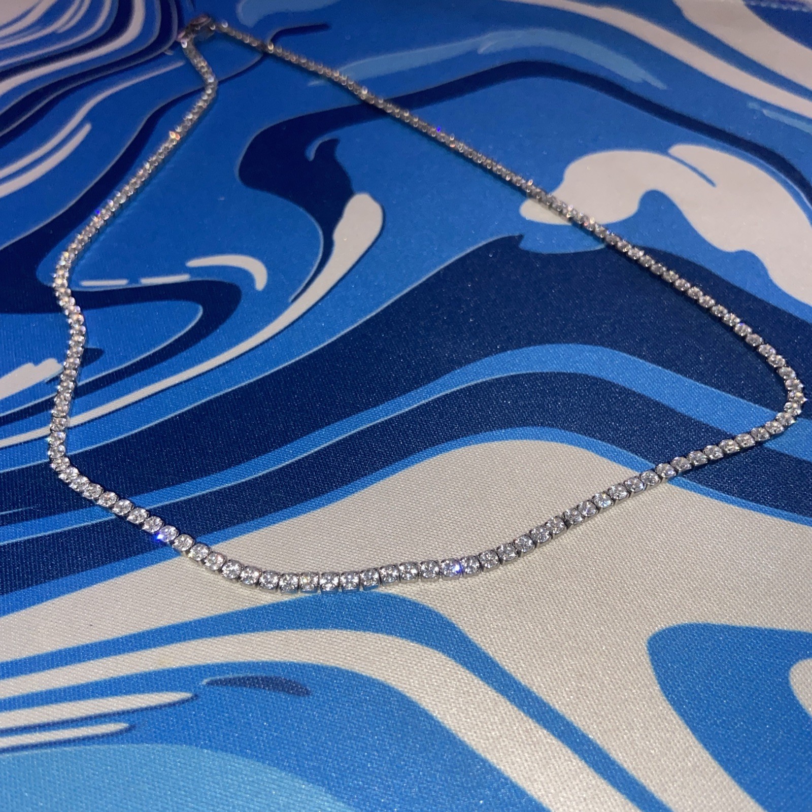 GLD Micro 2.5mm Tennis Chain in 18k White Gold Plated 16″ Necklace