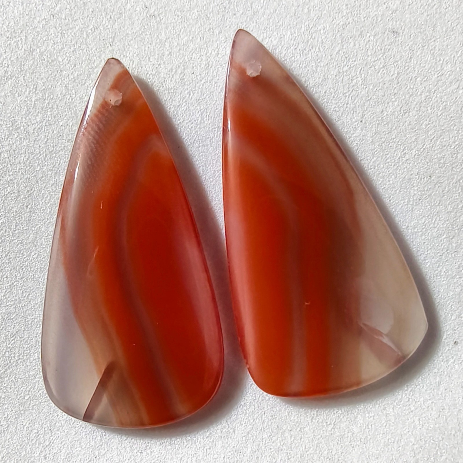 37 Cts Natural Botswana Agate Drilled Pair Cabochon Gemstone 36.4 X 18.1 MM