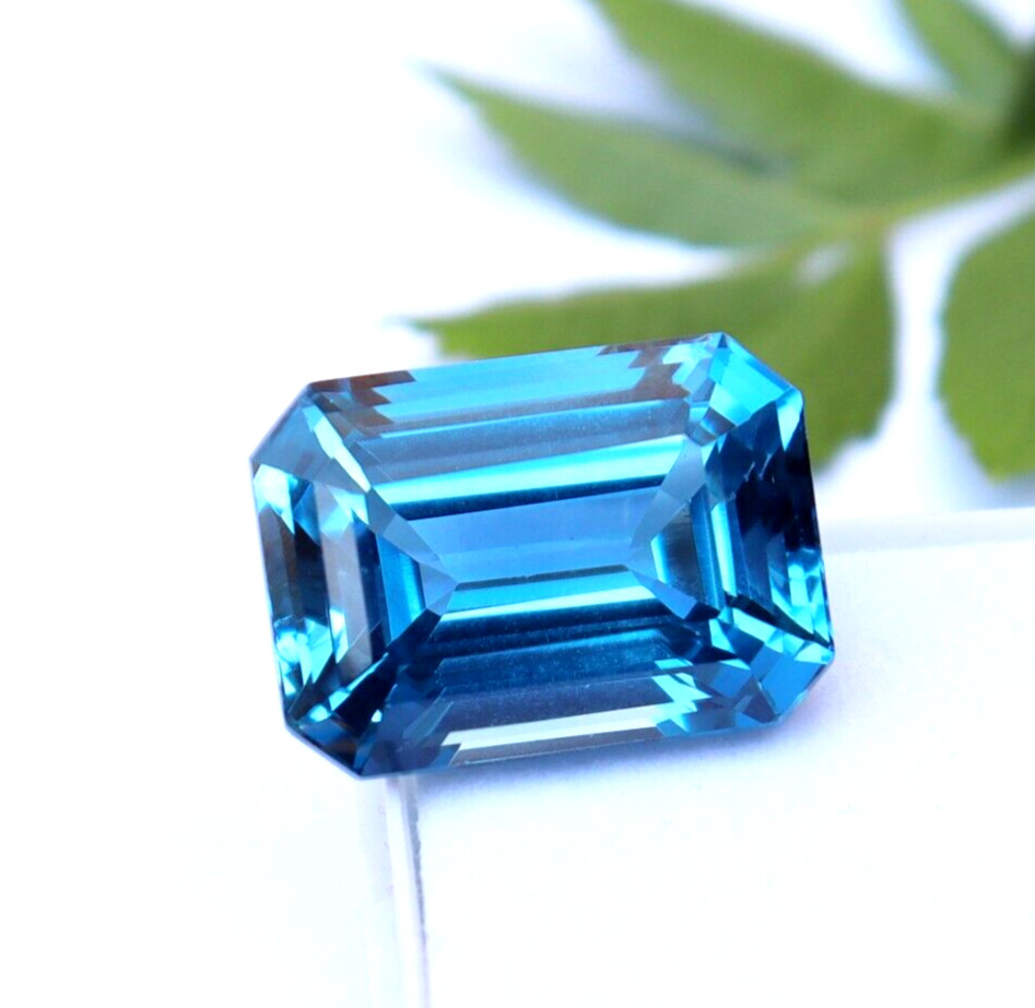 15 Ct Certified Loose Gemstone Natural Santa Maria Blue Aquamarine Emerald Shape