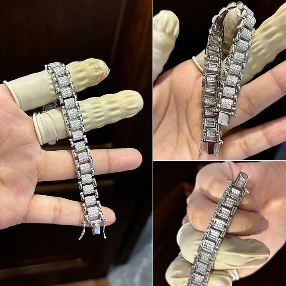 Luxury D Color VVS Moissanite Bracelet 925 Silver 7.5 Inches WG