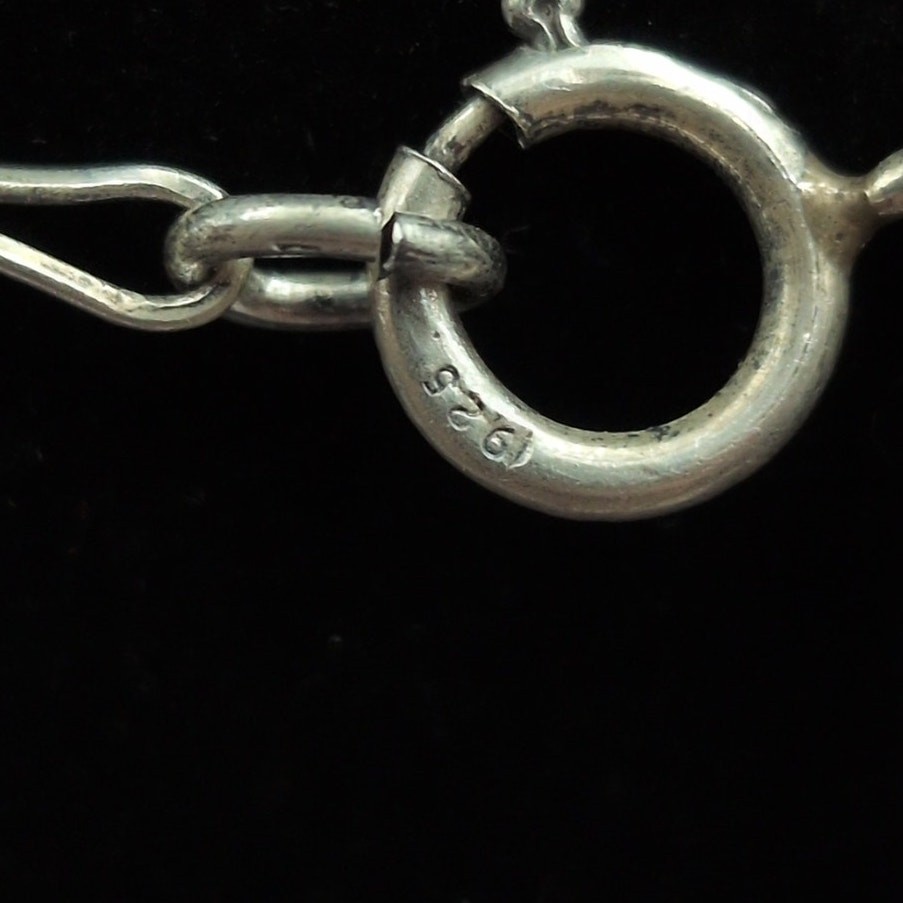 Amerigo 925 Sterling Silver Necklace Pink and Gray Beaded Drop Chain 18.5in