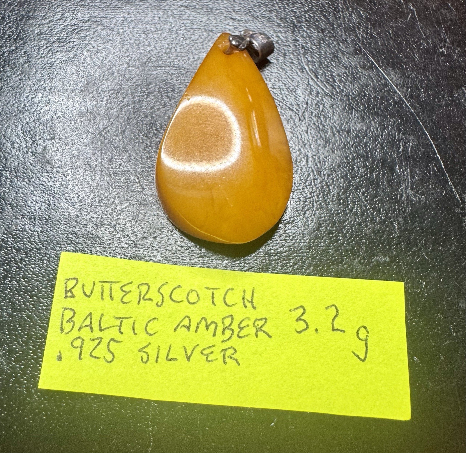 Butterscotch Amber Pendant .925 Sterling Silver 3.2 Grams SEE PICS !!😳