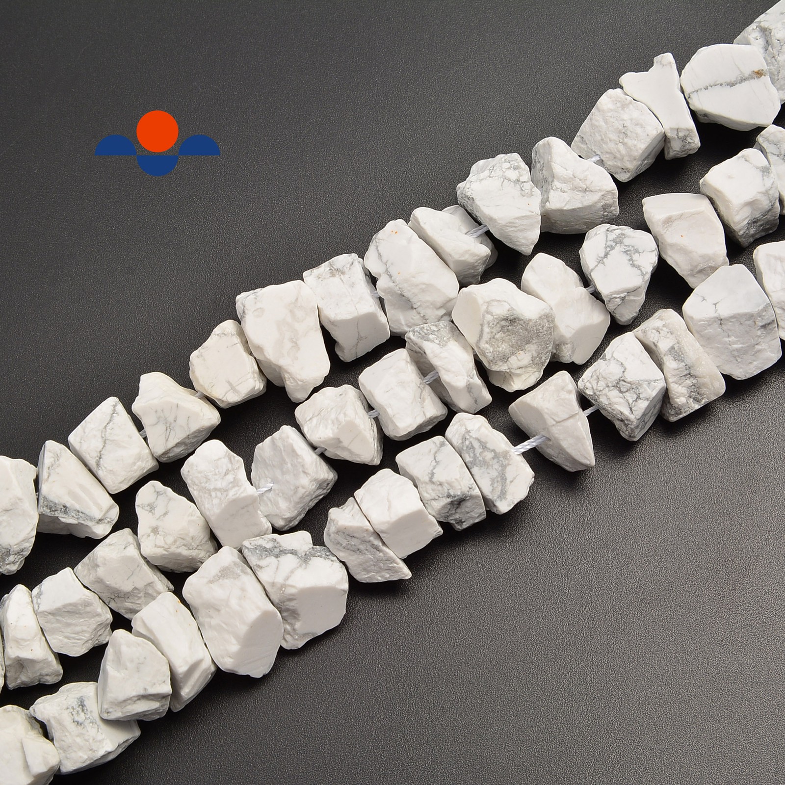 Howlite Rough Nugget Chunks Center Drill Beads Approx 6x17mm 15.5″ Strand