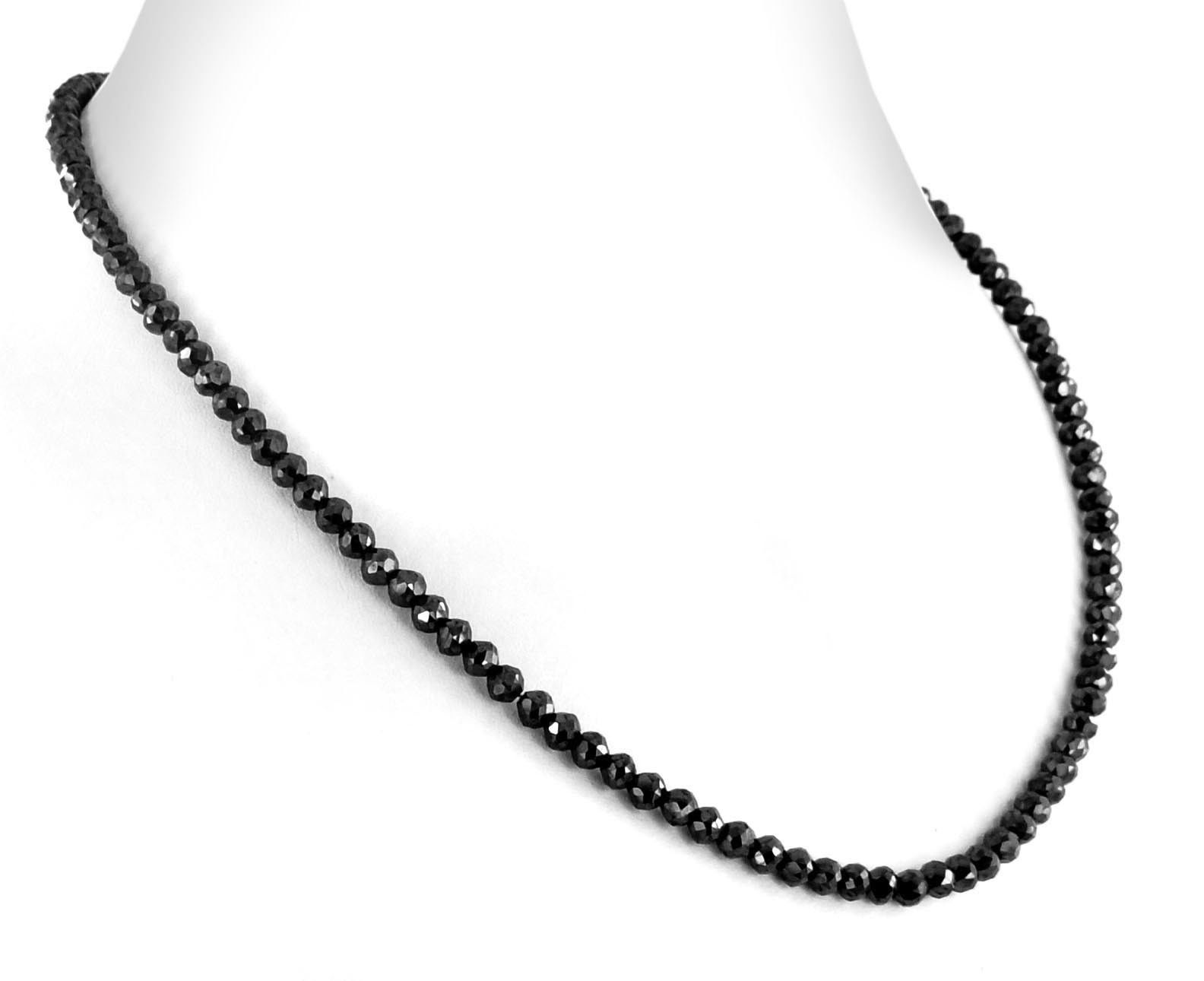 5 mm 24 inches Black Diamond Beaded Necklace AAA Certified ! Birthday Gift