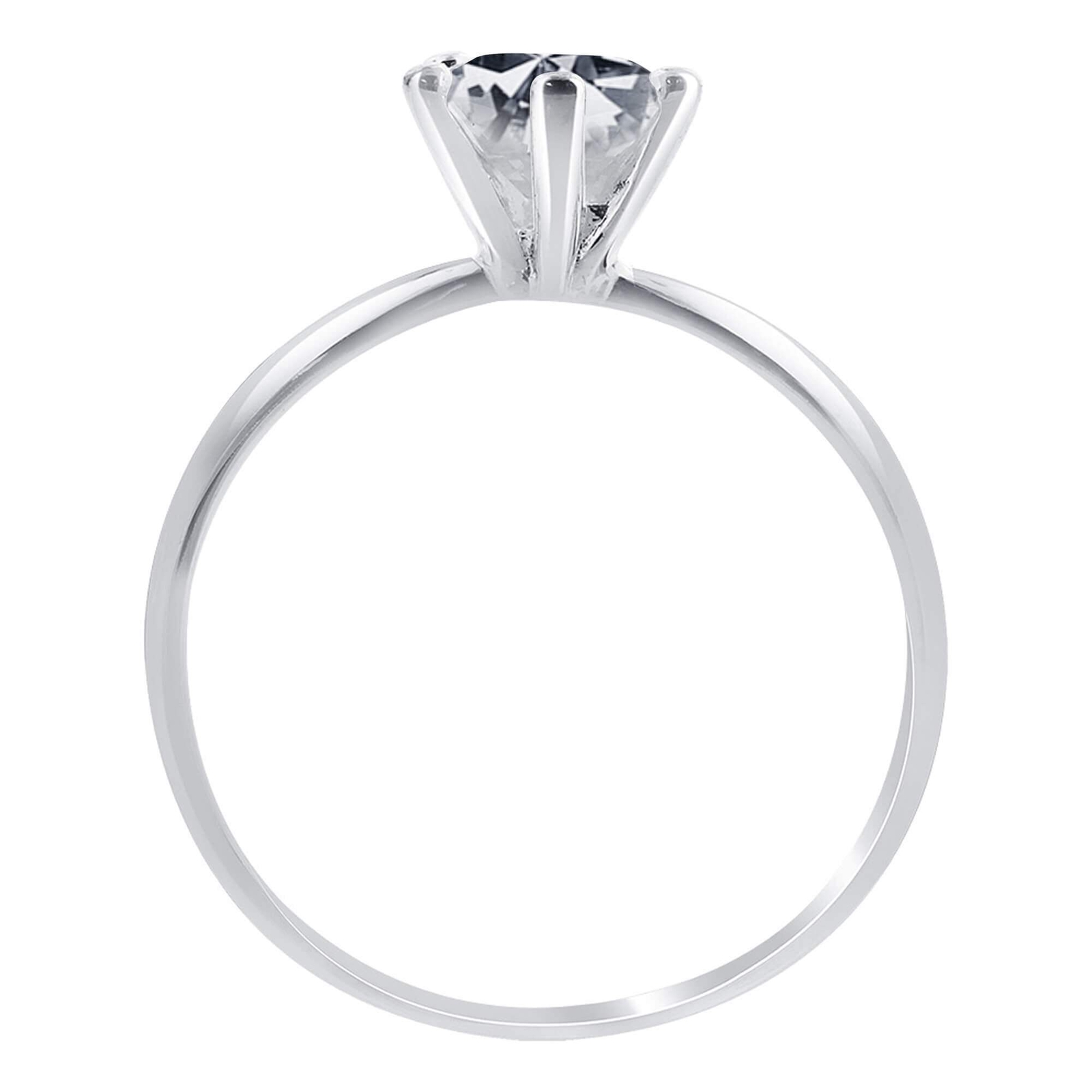 925 Sterling Silver Pear-Cut Cubic Zirconia CZ Ring 6-Prong Set Promise Jewelry