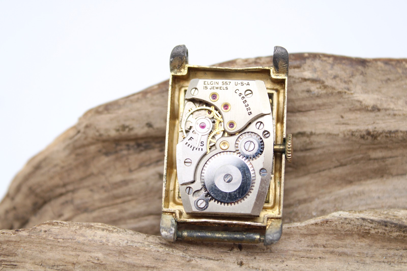 ELGIN 557 C665325 WATCH 21.3×28.8mm 16.0mm LUG OVERWOUND FOR REPAIR (PF)