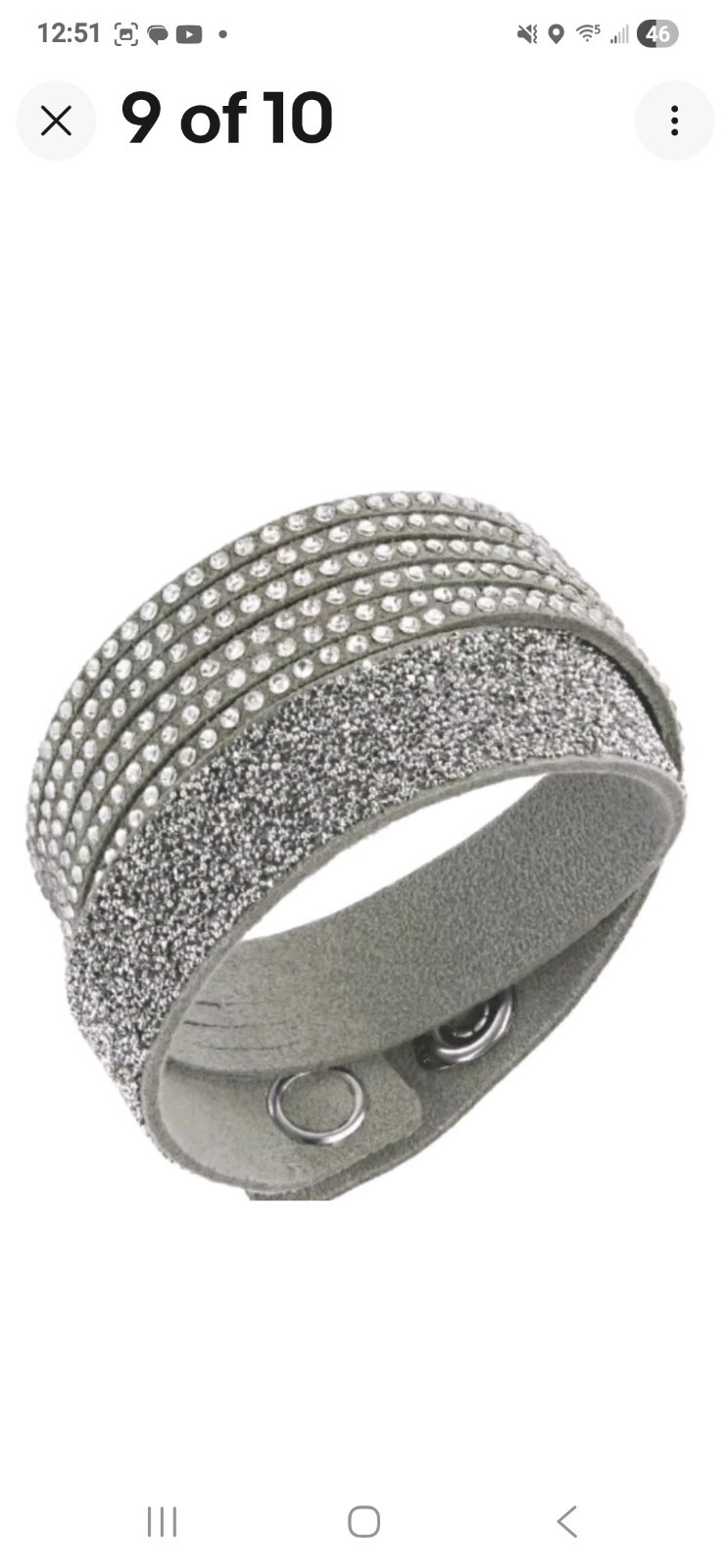 Swarovski Women’s Bracelet Slake Grey Suede With Clear Crystals Wrap