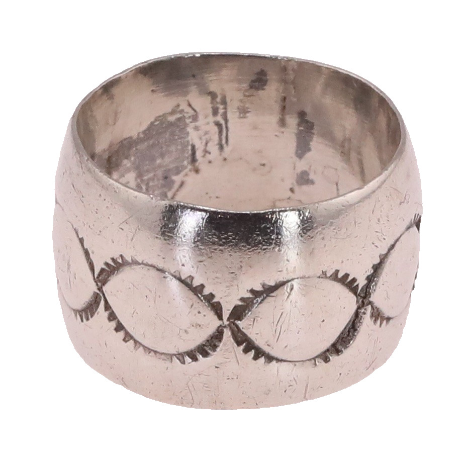 VTG Sterling Silver | Navajo Hand-Stamped Solid Cigar Band Ring | Size 7 | 10g