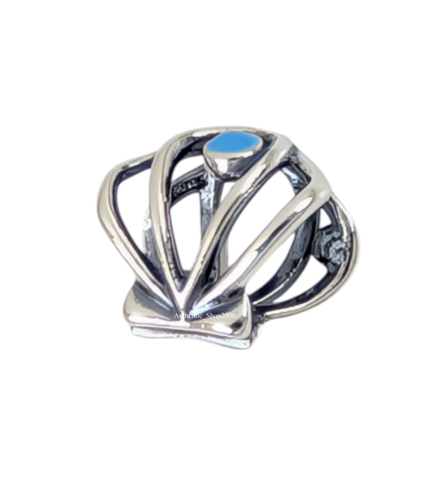 New 100% Authentic PANDORA 925 Ale Blue Sea Shell Openwork Charm 794695C01