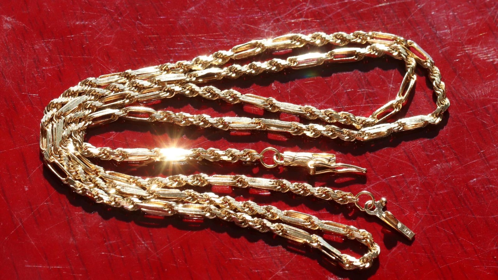 14k yellow gold necklace 20.0″ Figarope chain vintage 7.90gr N3637 Fortunoff