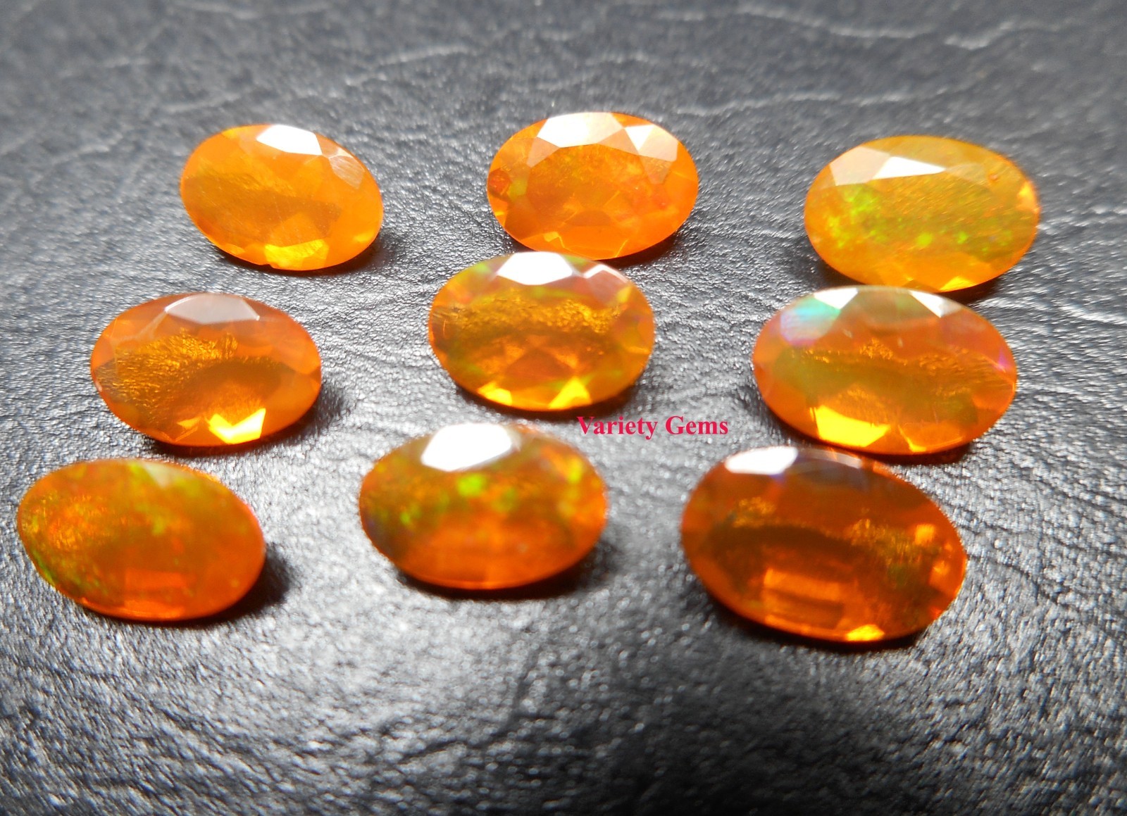 Faceted Orange Ethiopian Opal 4 pcs lot : Oval Gemstone (3×5, 5×7, 6×8 mm)