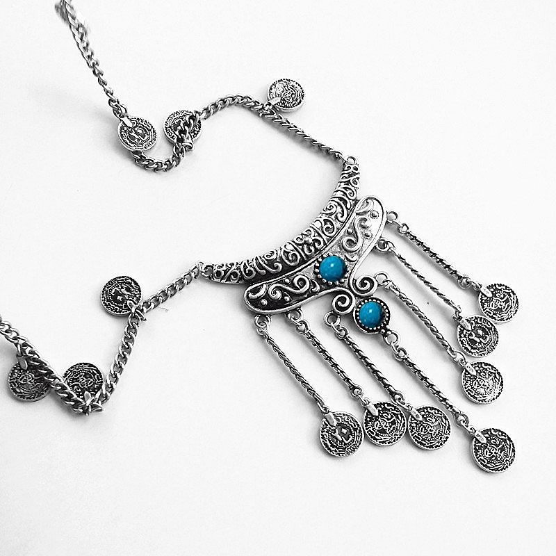 TURQUOISE STONES GYPSY SOUL – BEACH ETHNIC TRIBAL NECKLACE JEWELRY – FREE SHIP’