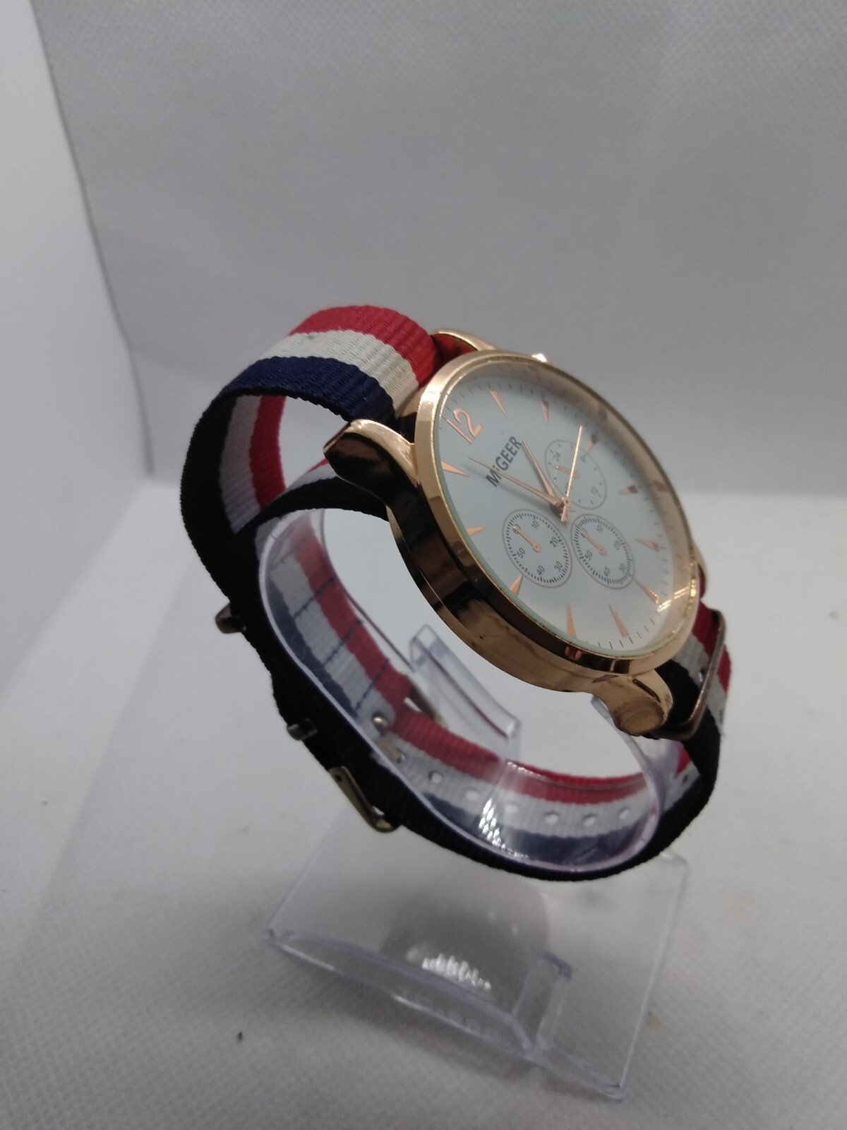 Migeer Watch Gold tone watch Women’s Unisex girls female Beige Canvas Strap