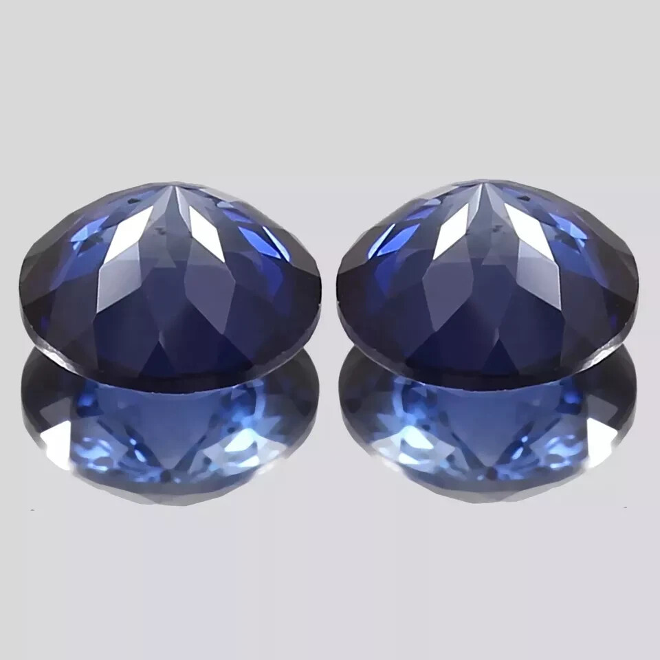 Natural Blue Sapphire 50 Ct Ceylon Round Cut Certified Loose Gemstone Pair