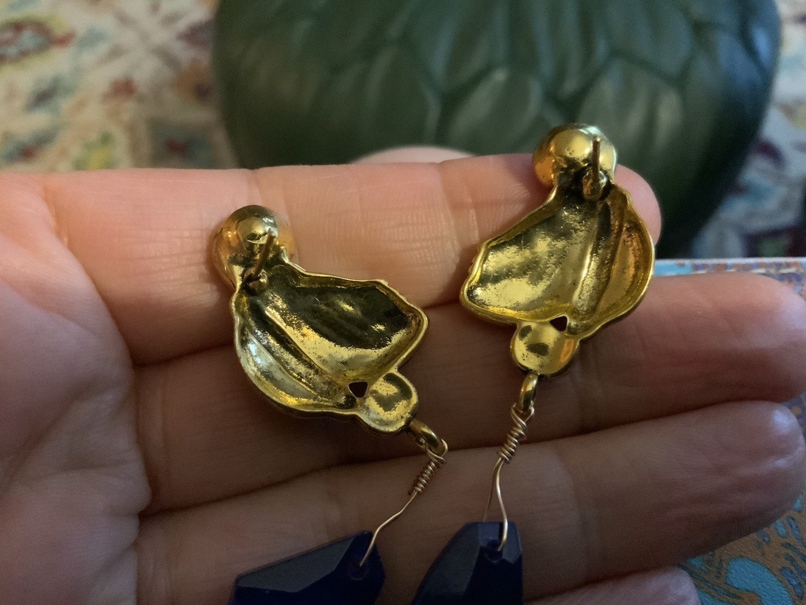 Museum Earrings Native American Indian Ethnic Face Statement VTG CZ Art Stud