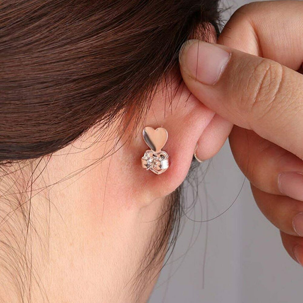 1 Pair Earring Lifters Silver Women Earring Backs for Droopy Ears Hypoallergenic