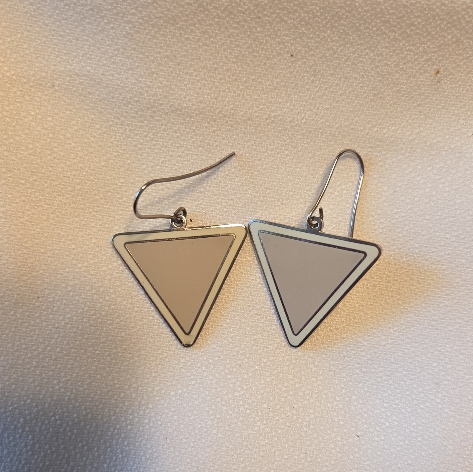 Orochan Signed Silver Tone Triangle Dangle/Drop Hook Earrings for Lobe No Stone