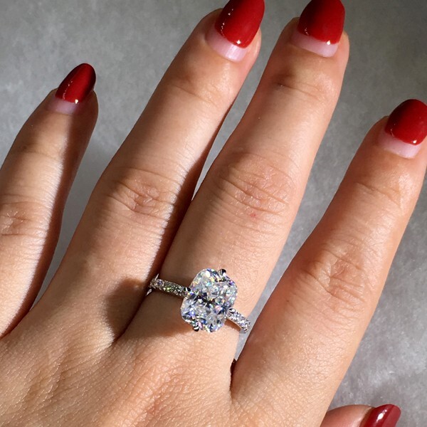 925 Silver Plated Valentine Gift Jewelry 2 CT Simulated Diamond Sparkle Ring |
