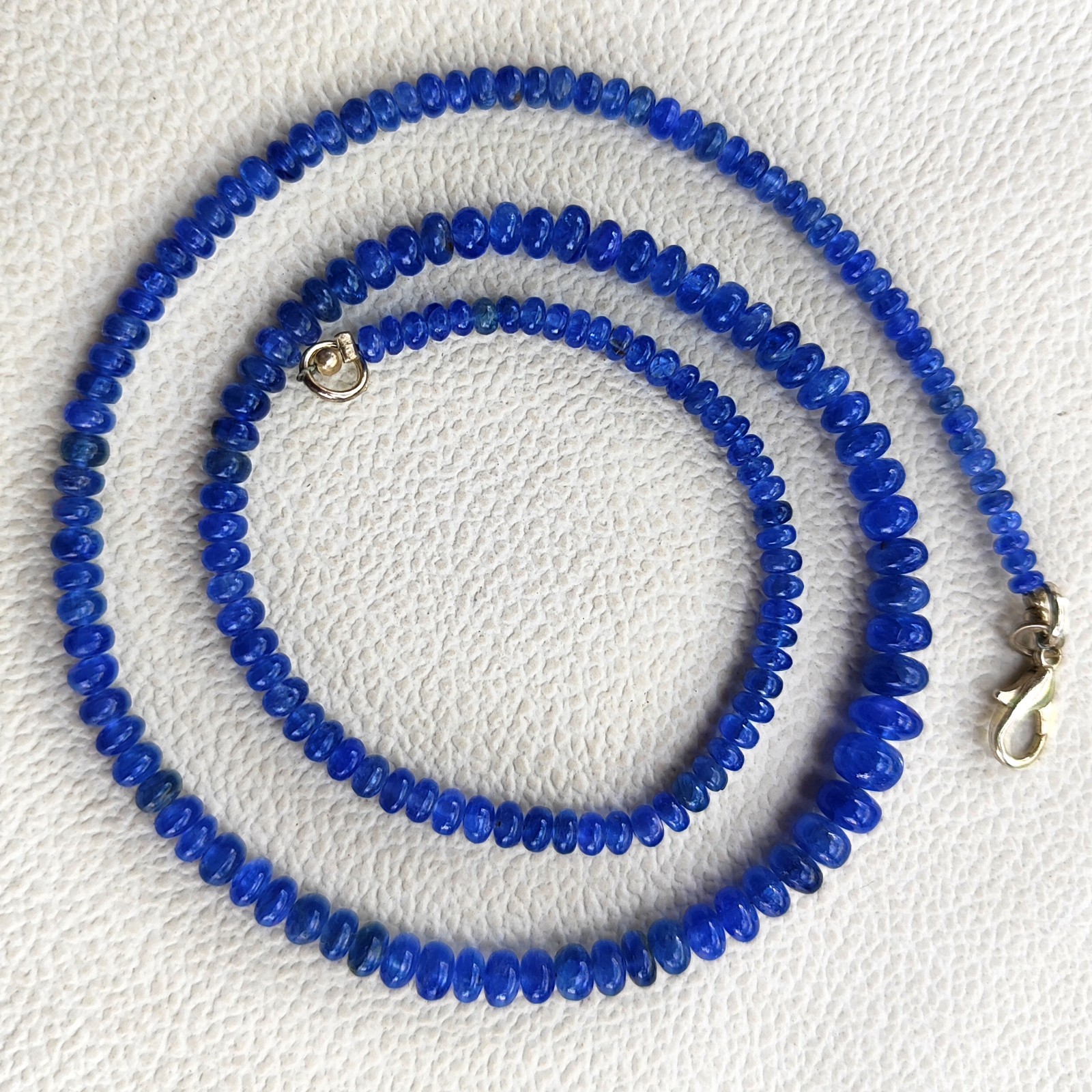 Natural Myanmar Sapphire 3-6.5mm Smooth Rondelle Beads 18″ Gemstone Necklace