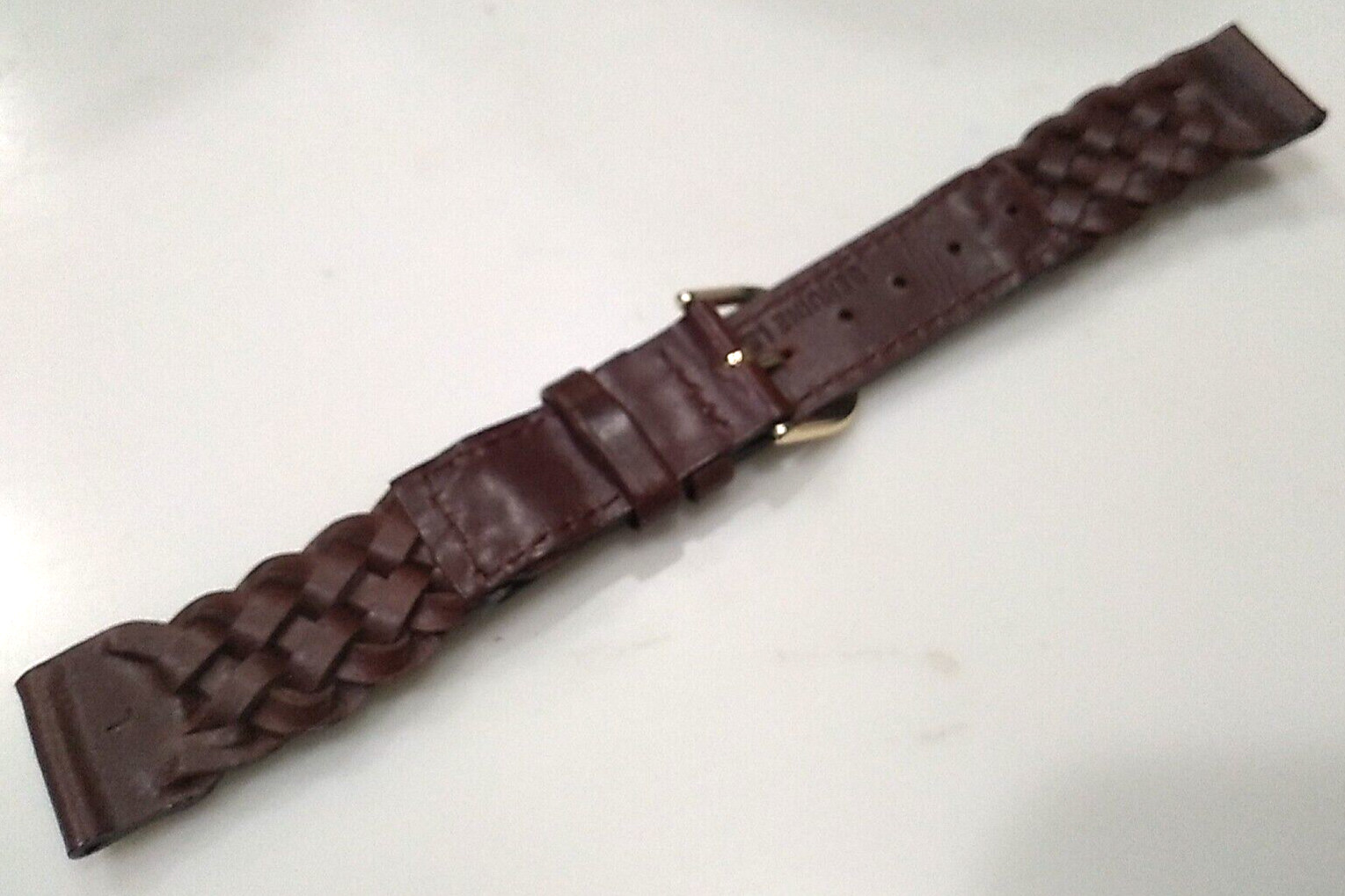 2 for 1 (1 Brown & 1 Dark Beige) Braided Woven Genuine Leather 18mm Watch Bands