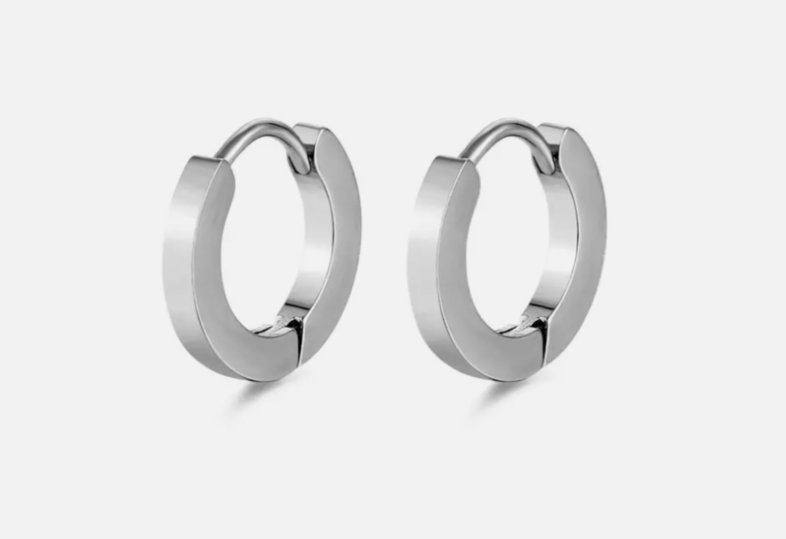 2Pcs Women Men Stainless Steel Round Hinged Huggie Hoop Earrings