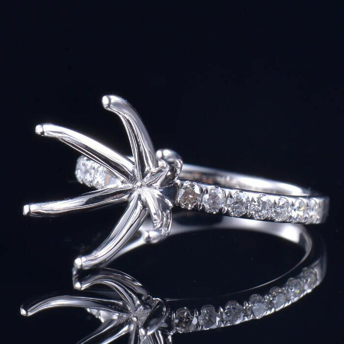 Round 11MM Natural Diamond Women Prongs Ring Engagement Semi Mount Platinum 950