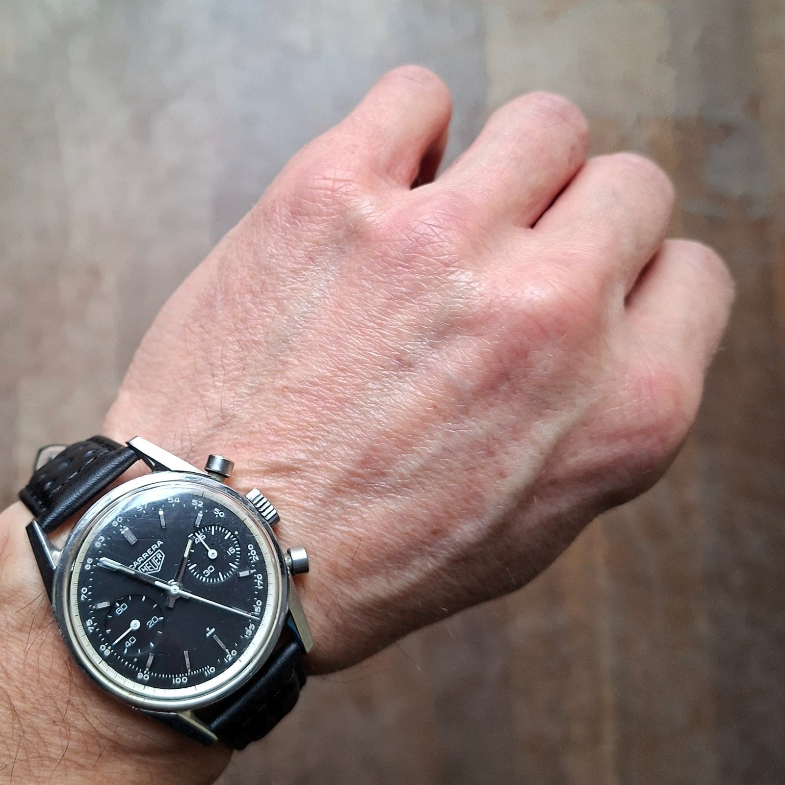 HEUER Carrera 45 Tachy ref.3647N 1st exec vintage 1965 Chronograph Valjoux 92