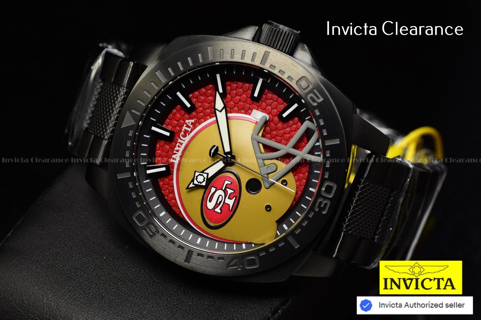 Invicta NFL SAN FRANCISCO 49ers 46mm Quartz Red Dial Black Tone SS Watch