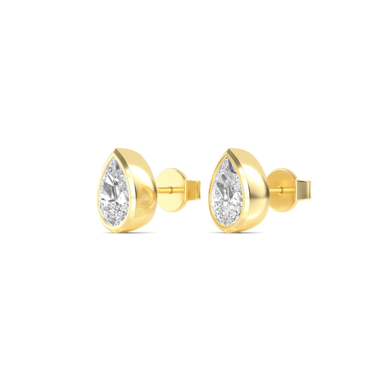 10k white gold pear lab grown diamond bezel teardrop stud earrings 0.50-1.00 Ctw