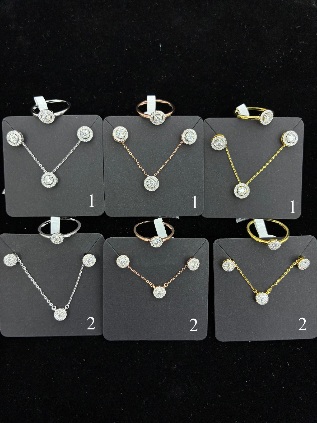 925 Silver Moissanite Round Shape Jewelry Set Pendant Earrings Ring Gift