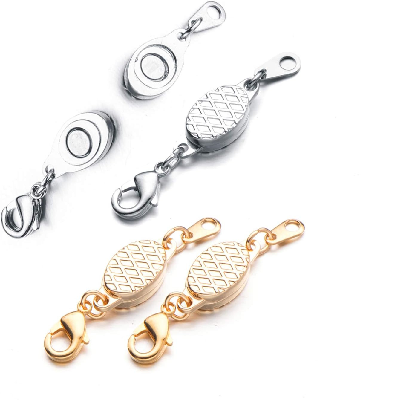 Locking Magnetic Jewelry Clasps, Gold & Silver Lobster Style Extenders