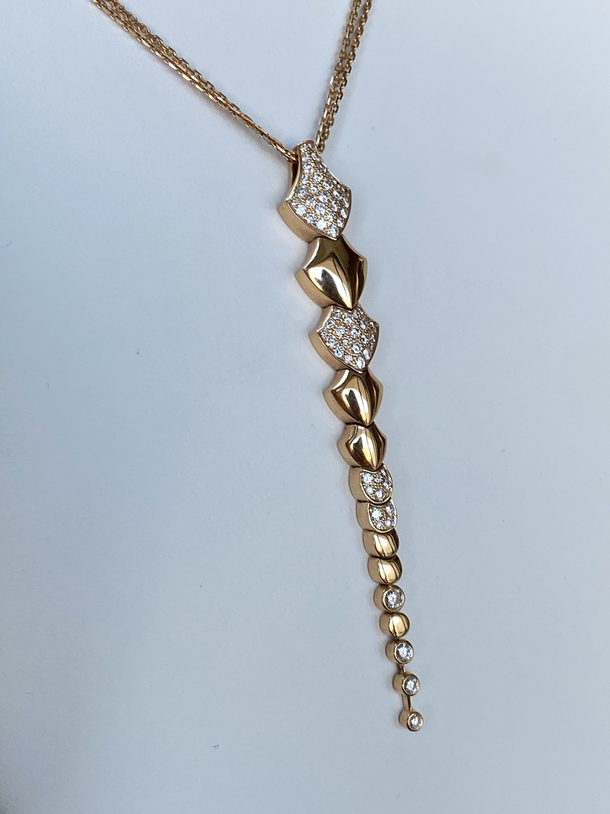 AKILLIS France 18K Rose Gold Diamond Python Necklace Extravagant $10K+ 4”