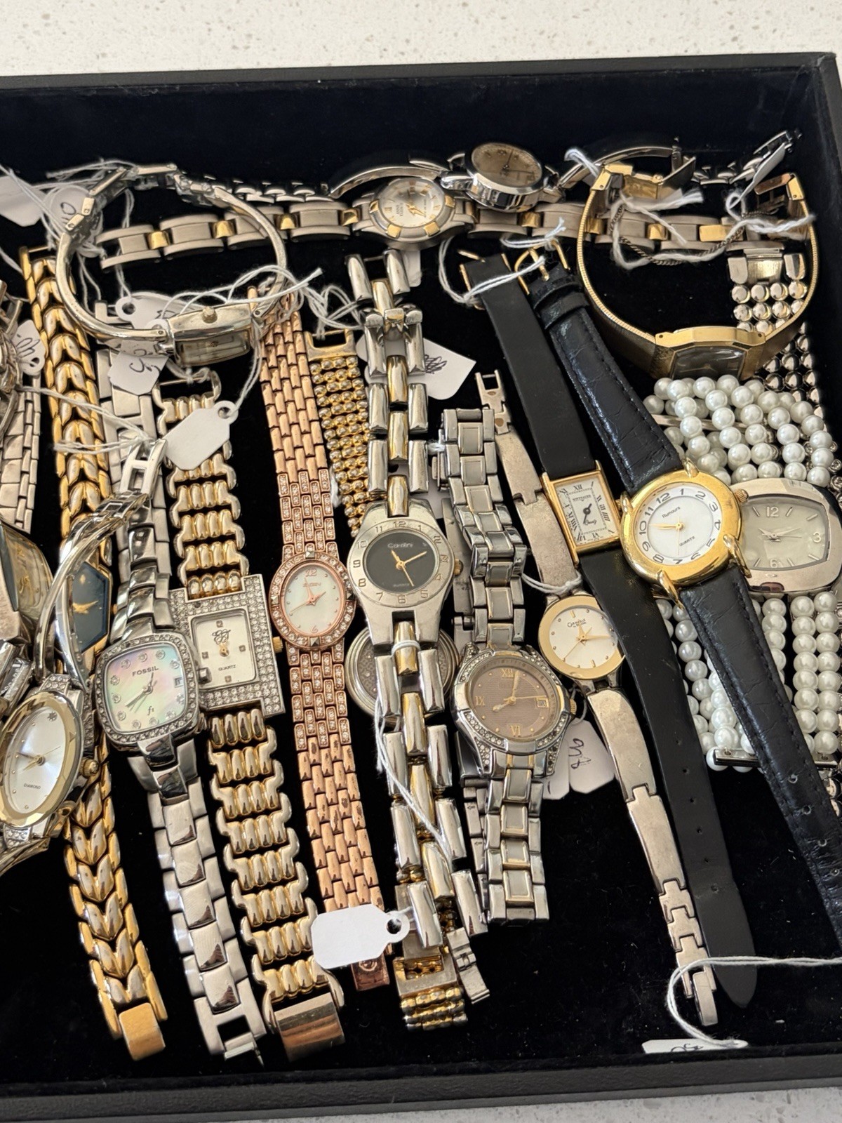 HUGE vintage Watch Lot, Gold Silver Seiko Fossil Pulsar etc Ladies