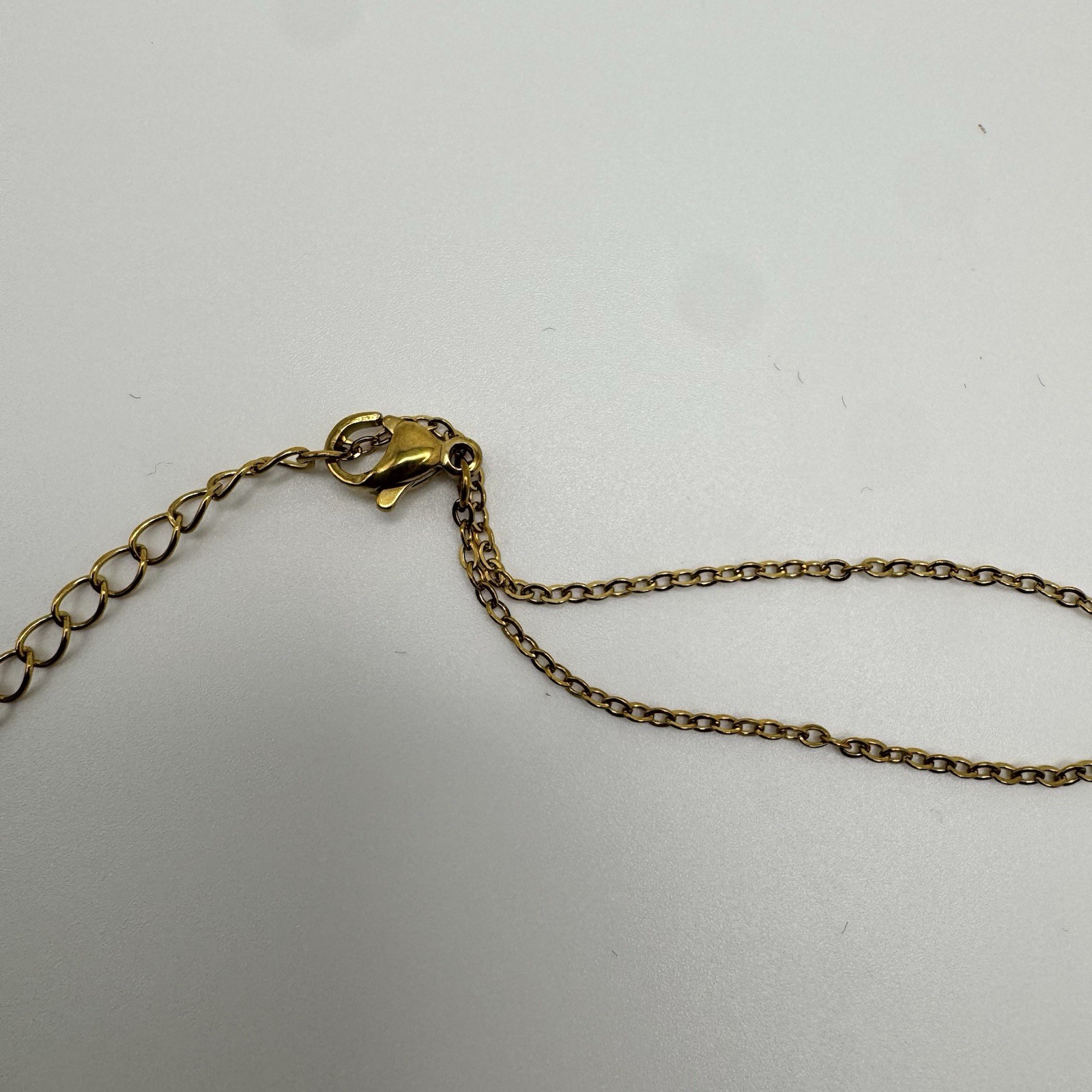Gold Toned, Stainless Steel Necklace, Pink Heart CZ Pendant 16 In