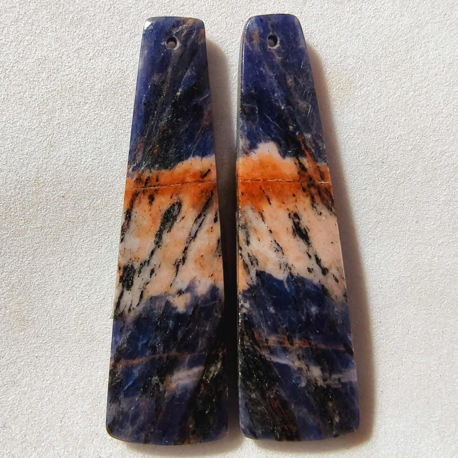 46 Cts Natural Sodalite Drilled Match Pair Cabochon Gemstone 47 X 13.4 MM