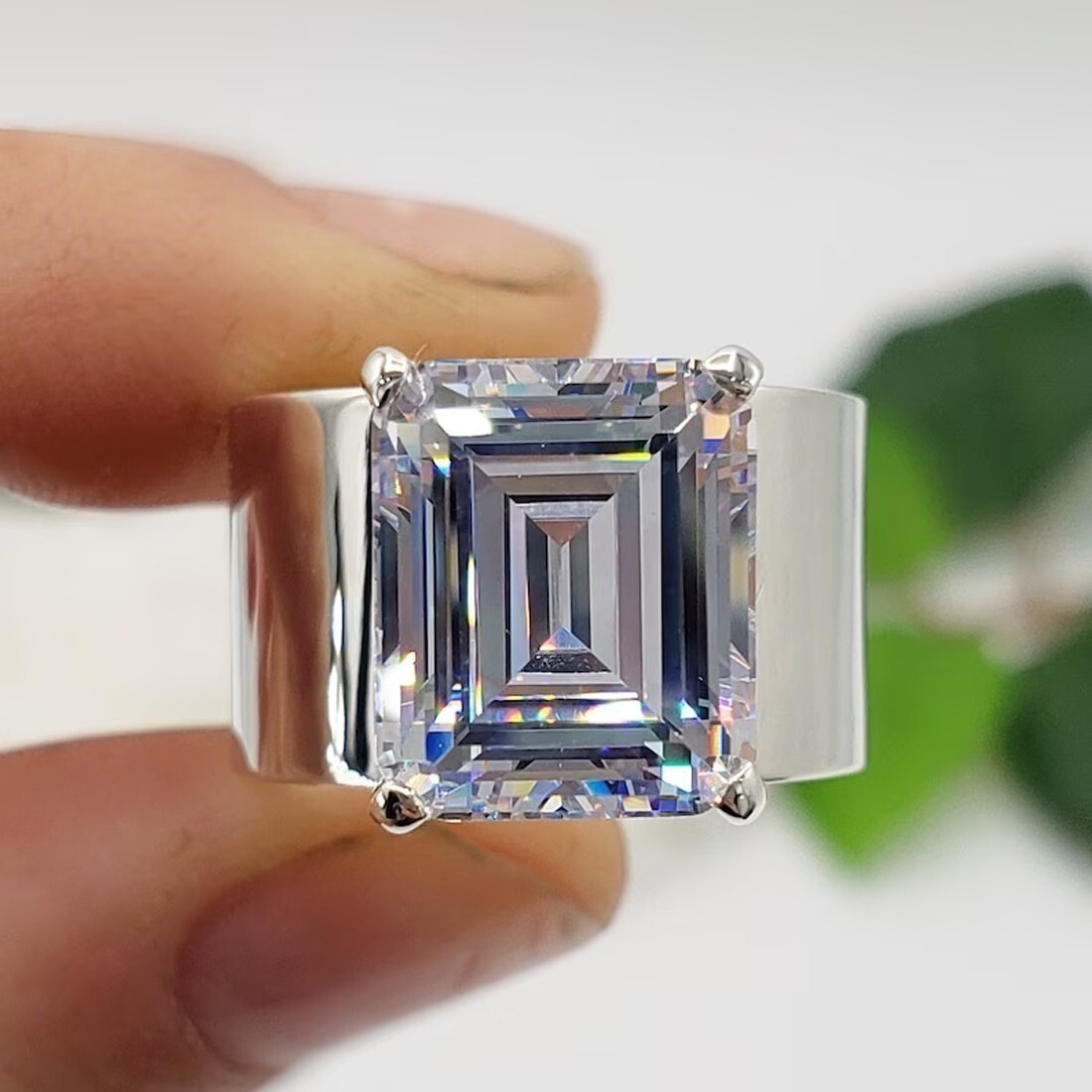 12.00 Ct Certified Emerald Treated White Diamond Solitaire Ring In 925 Silver
