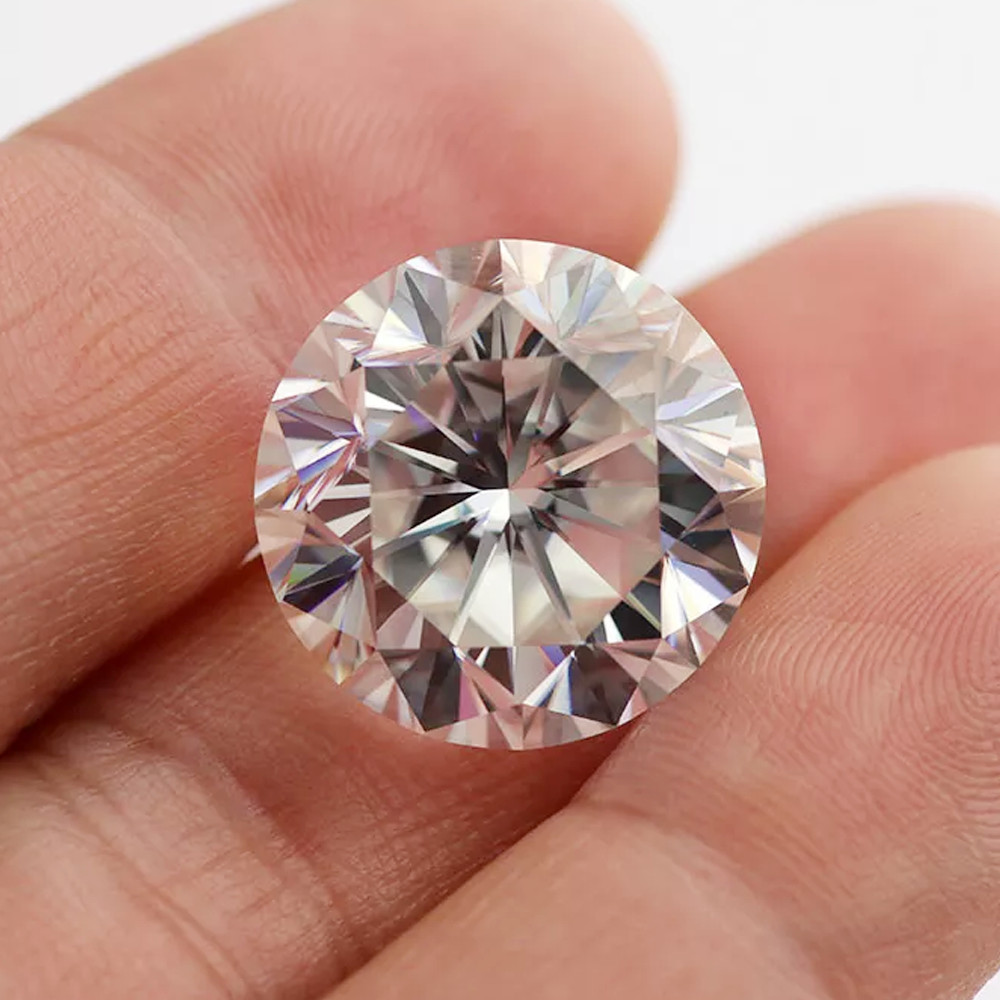 GRA Certified 13.28 Ct 15 mm Round Cut D Color Flawless Moissanite Loose Stone