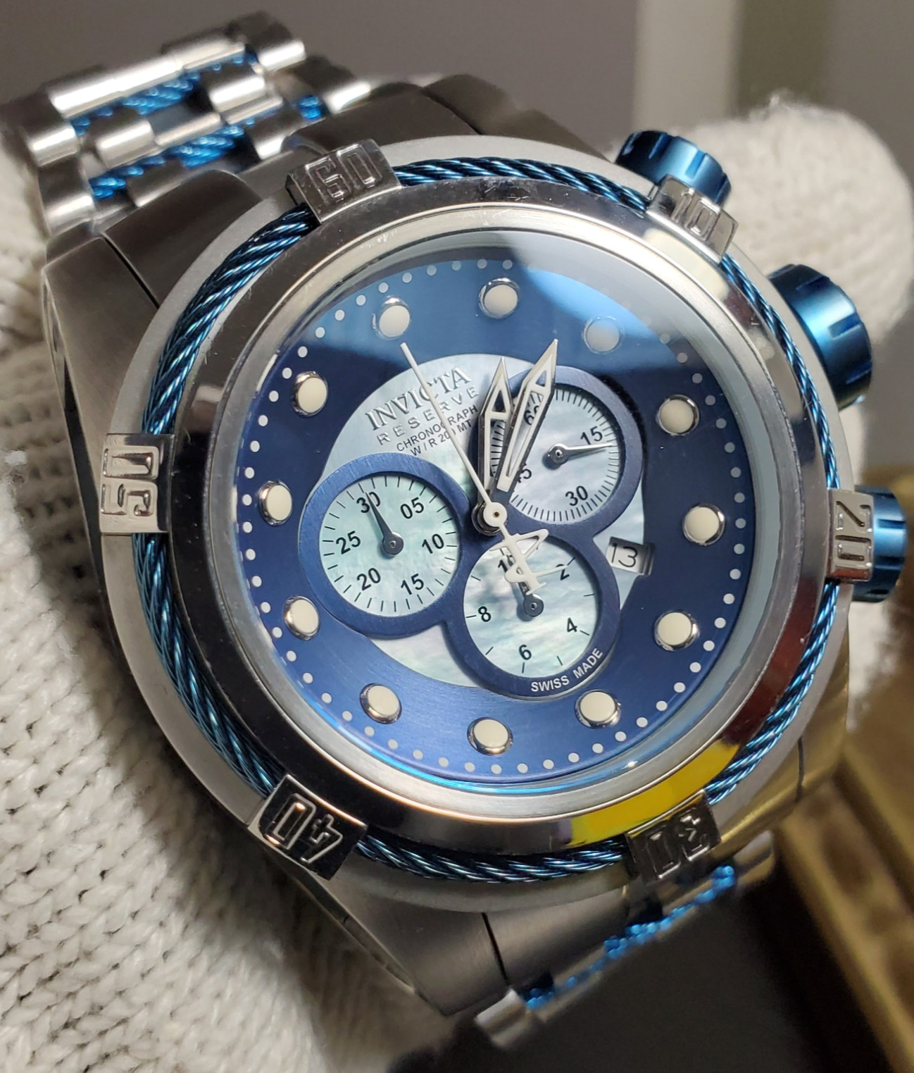 INVICTA RESERVE BOLT ZEUS SWISS CHRONO RONDA Z60 MEN’S WATCH 53mm MOP #12728