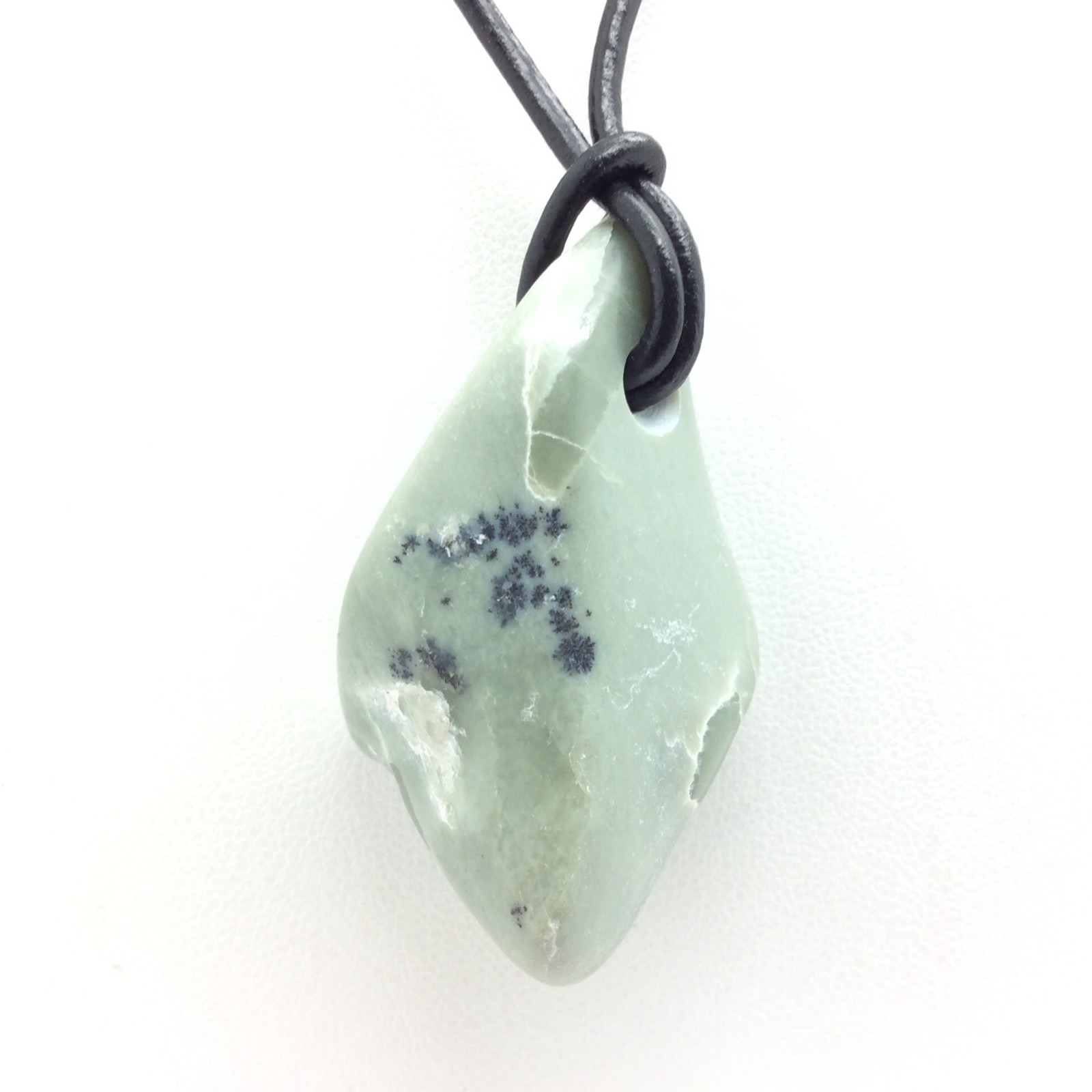 Wyoming Jade Pebble Pendant Sage & Olive Green Nephrite Jade Stone Necklace #41