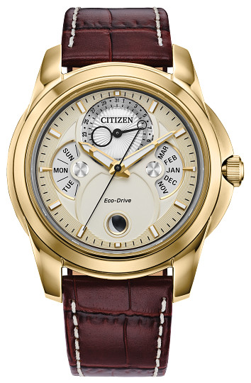 New Citizen Eco-Drive Calendrier Champagne Dial Moonphase Men’s Watch BU0082-06P