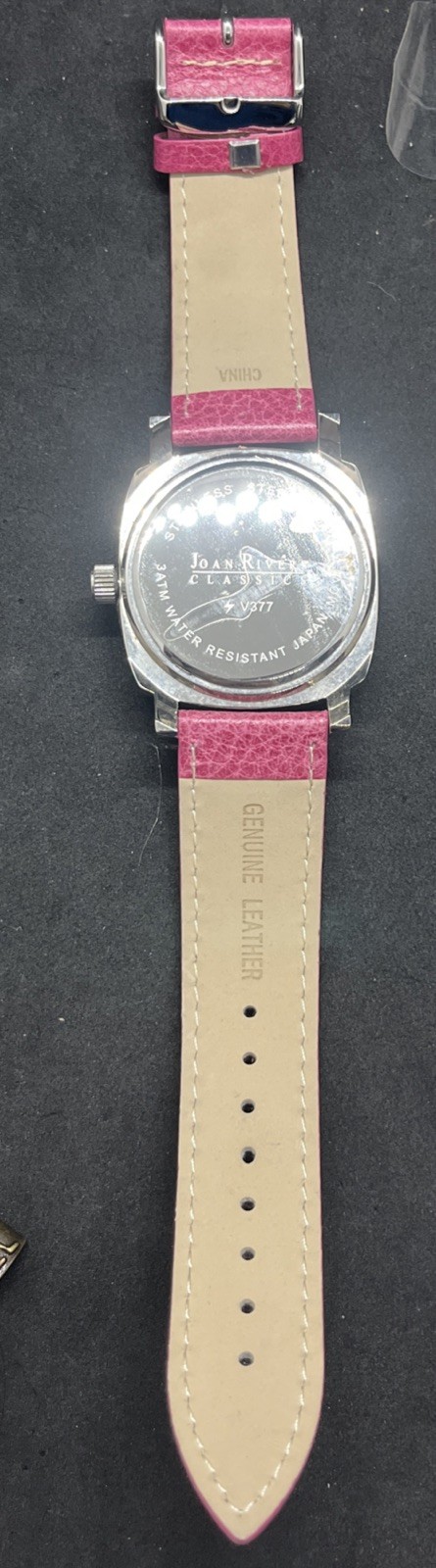 Joan Rivers Classics V377 Womens Silver Tone Pink LeatherBand 40mm Needs Battery
