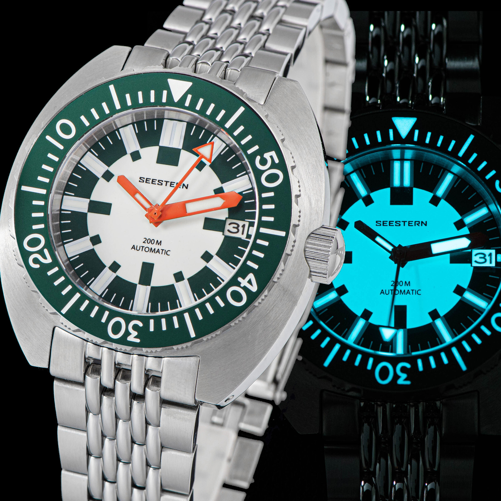 Seestern LUME DIAL S406-2.01 42MM Ceramic Bezel 200m DIVER’S Mens Watch Military